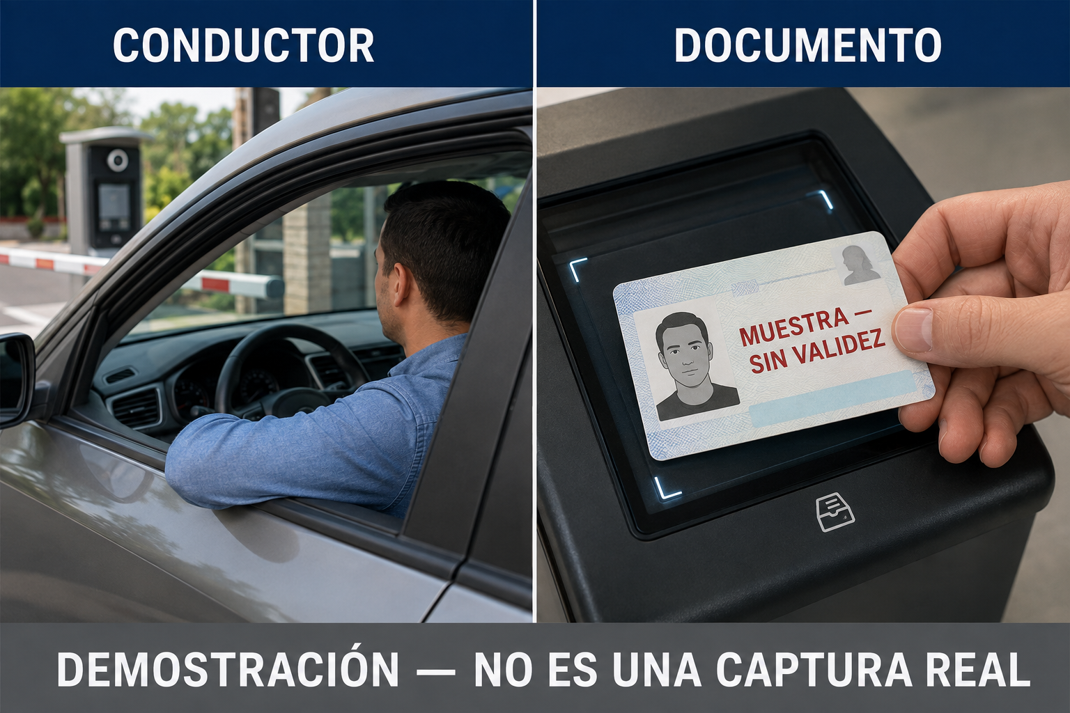 Demostración: conductor y documento ficticios, no son capturas reales